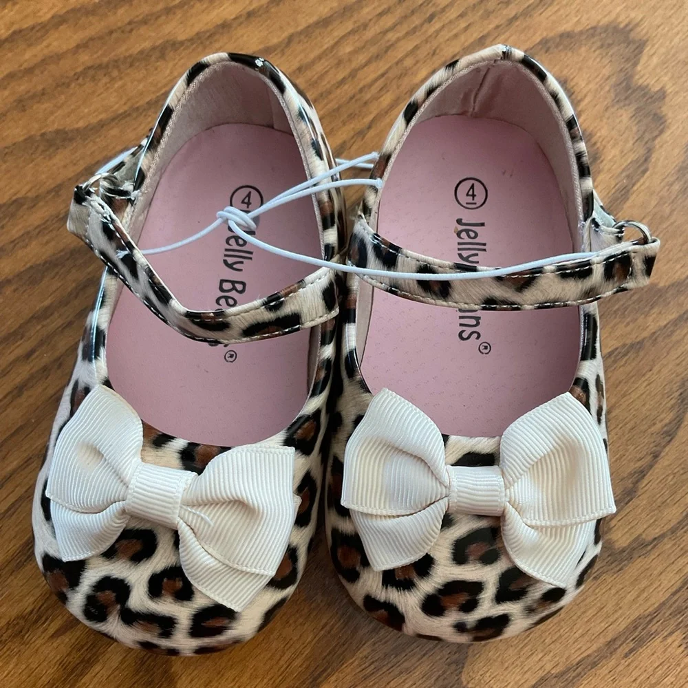 NWOT Jelly Beans Leopard Print Dress Shoes, Little Girls, Sz 4